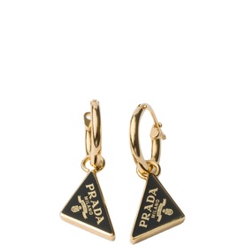 Enamelled Triangle Logo Hoop Earrings