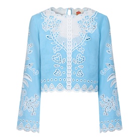 Romantic Richelieu Embroidered Linen Blouse