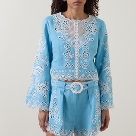 Romantic Richelieu Embroidered Linen Blouse