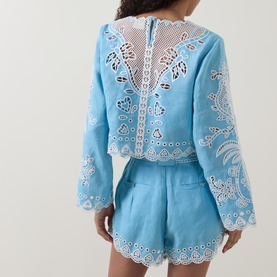 Romantic Richelieu Embroidered Linen Blouse
