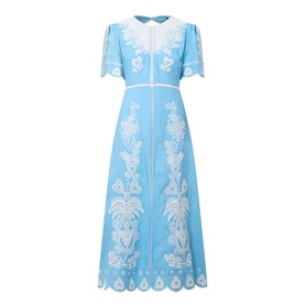Romantic Richelieu Embroidered Linen Dress