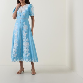 Romantic Richelieu Embroidered Linen Dress
