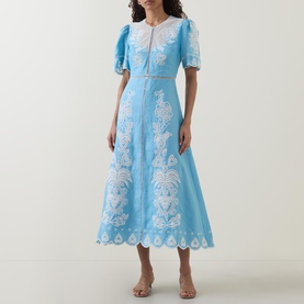 Romantic Richelieu Embroidered Linen Dress