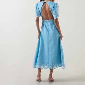 Romantic Richelieu Embroidered Linen Dress