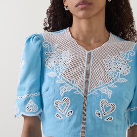 Romantic Richelieu Embroidered Linen Dress