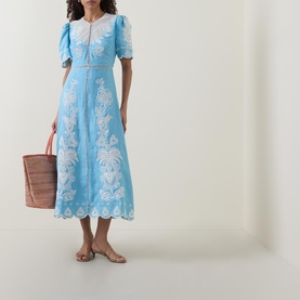 Romantic Richelieu Embroidered Linen Dress