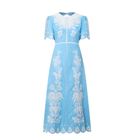 Romantic Richelieu Embroidered Linen Dress