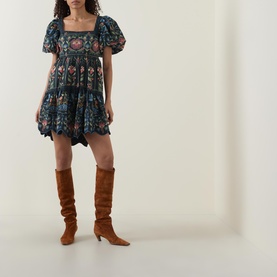 Decorative Embroidered Mini Dress