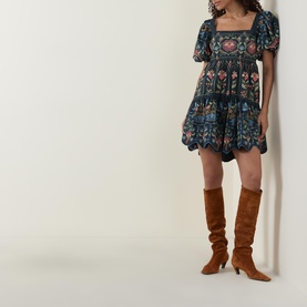 Decorative Embroidered Mini Dress