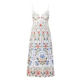 Strappy Linen Garden Floral Dress