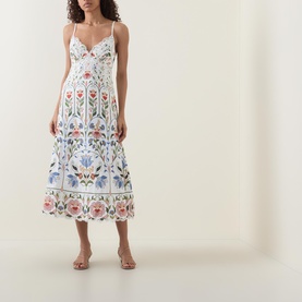 Strappy Linen Garden Floral Dress