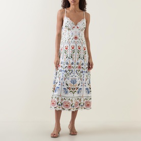 Strappy Linen Garden Floral Dress
