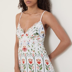 Strappy Linen Garden Floral Dress