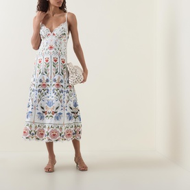 Strappy Linen Garden Floral Dress