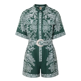 Miranda Embroidered Linen Playsuit