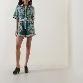 Miranda Embroidered Linen Playsuit
