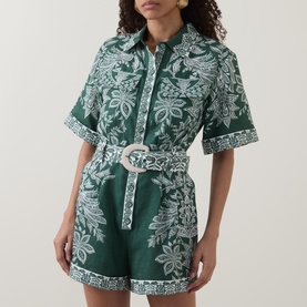 Miranda Embroidered Linen Playsuit
