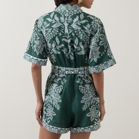 Miranda Embroidered Linen Playsuit