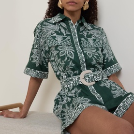 Miranda Embroidered Linen Playsuit