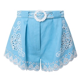 Romantic Richelieu Embroidered Linen Shorts