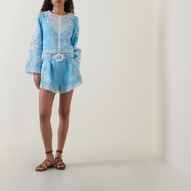 Romantic Richelieu Embroidered Linen Shorts