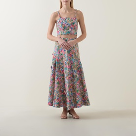 Peasant Floral Butterfly Appliqu&eacute; Cropped Top