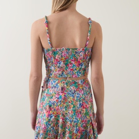 Peasant Floral Butterfly Appliqu&eacute; Cropped Top