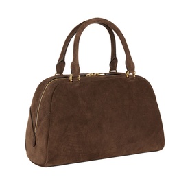 Givenchy Antigona East-West Bowling Bag in Ebony Brown suede calfskin, dual top handles, two-way zip, gold-tone hardware