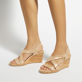 Kamies Leather Cork Wedge Sandals