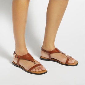 Laith Flat Leather T-Bar Sandals