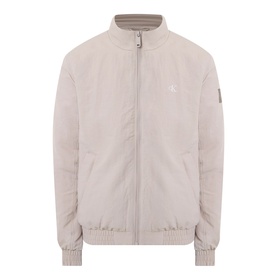 Calvin Klein Jeans Harrington Logo Weatherproof Jacket in Vintage Khaki, zip fastening, elasticated cuffs and waistband, logo badge on sleeve