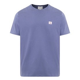 Calvin Klein Jeans Logo Badge 30s Classic T-Shirt in Blue Nomad, crew neck, short sleeves, small logo badge on chest