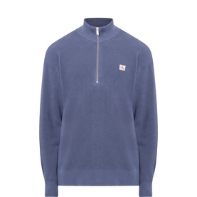 Waffle-Knit Logo Half-Zip Sweatshirt