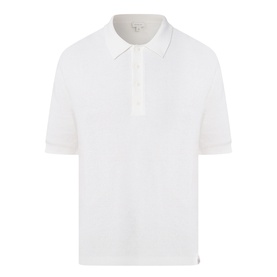 Calvin Klein Jeans Waffle-Knit Logo Polo Shirt in Tofu, polo collar, four-button placket, short sleeves, waffle-knit cotton construction