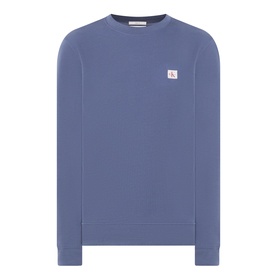 Calvin Klein Jeans Badge Logo Sweatshirt in Blue Nomad, crew neck with ribbed trims and small badge logo patch on chest
