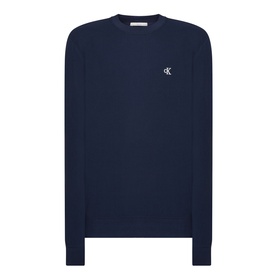 Calvin Klein Jeans Monogram Logo Sweatshirt in black, crew neck with ribbed trims and small monogram chest logo
