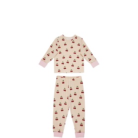 Cherry Striped Long Two-Piece Pyjama Set