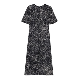 Crackle Print Twist Flared Dress