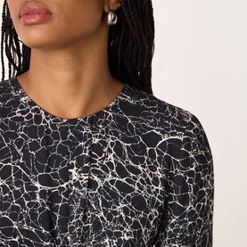 Crackle Print Twist Flared Dress