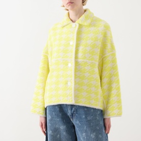 Joking Houndstooth Knitted Jacket