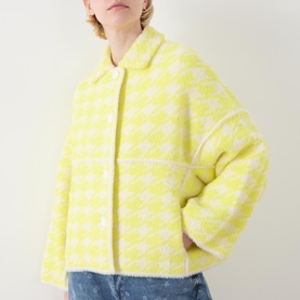Joking Houndstooth Knitted Jacket