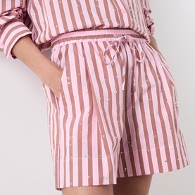Jeeuw Rhinestone Striped Shorts