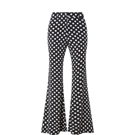 Jodie Polka Dot Flared Leg Trousers