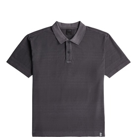Washed Jacquard Logo Striped Polo Shirt