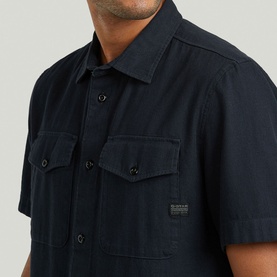 Marine Logo Patch Slim Casual Shirt