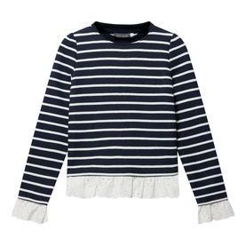 Lace Trim Striped Sweater