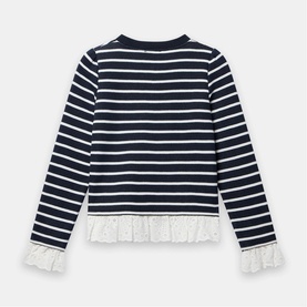 Lace Trim Striped Sweater