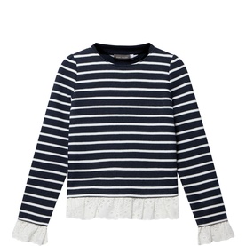 Lace Trim Striped Sweater