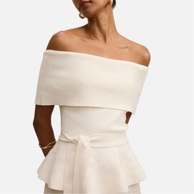 Charlotte Petite Pleated Off The Shoulder Dress