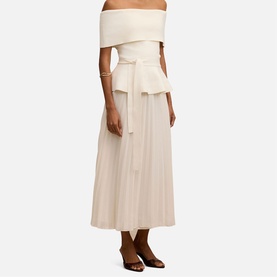 Charlotte Petite Pleated Off The Shoulder Dress